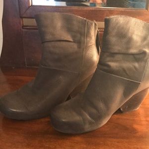 Gray heeled booties